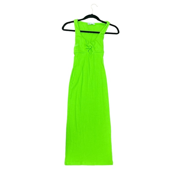 Zara Dresses & Skirts - Neon green Zara maxi dress, keyhole cutout in center size small